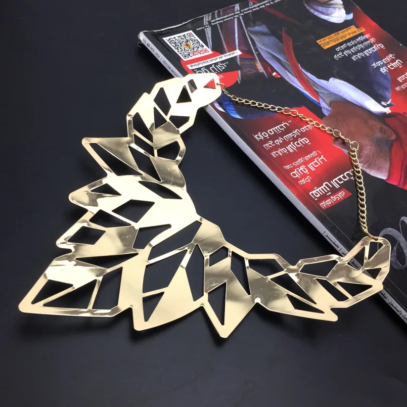 MANILAI Hollow Design Alloy Punk Choker Necklaces Women Collar Big Torques Statement Necklaces Maxi Jewelry Gold Color