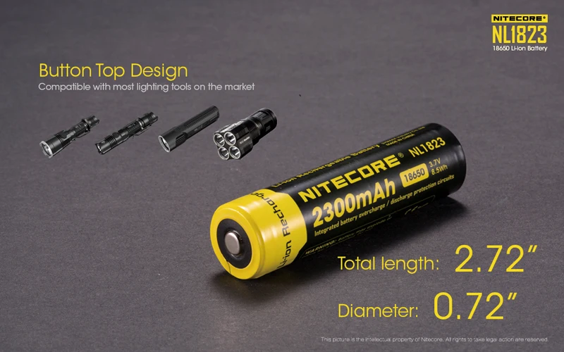 2 шт. Nitecore NL1823 2300 мАч 3,7 в Перезаряжаемый 18650 литий-ионный аккумулятор для светодиодный фонарик