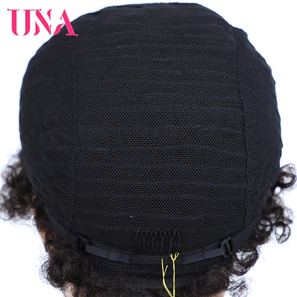 UNA Short Human Hair Wigs Non-Remy Human Hair Wigs 120% Density Peruvian Jerry Curl Human Hair Afro Wigs For Women Middle Ratio