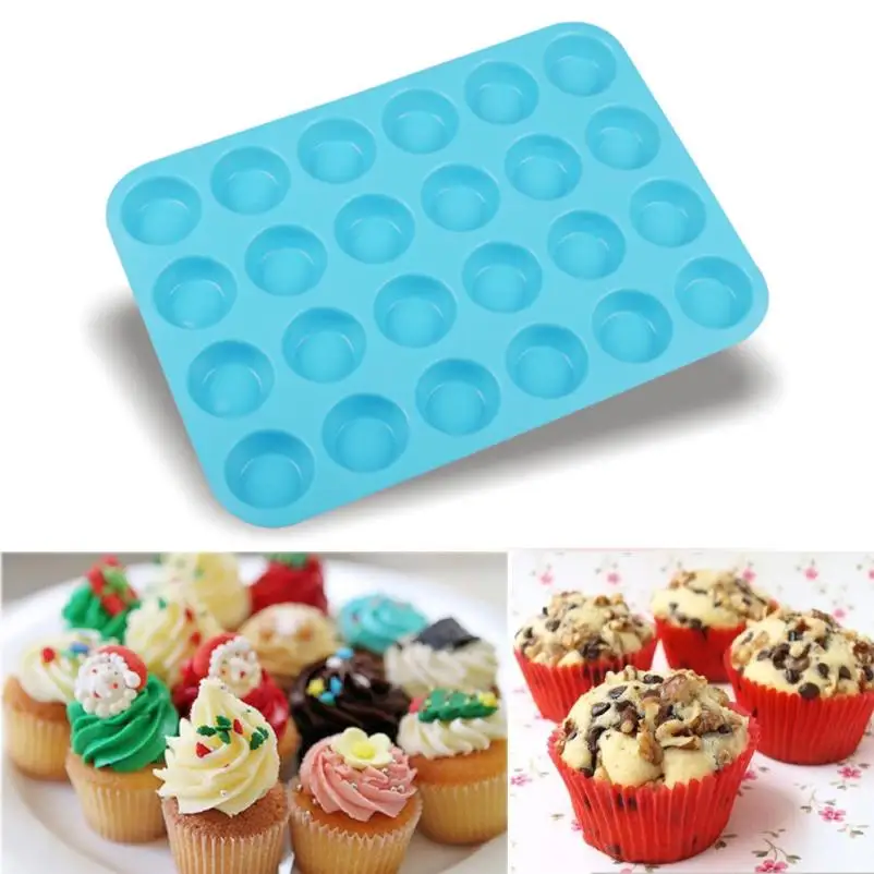 Hot Sale 24 Cavity Mini Muffin Silicone Soap Cookies Cupcake Bakeware Pan Tray Mould Baking Mold Tools Bakery Pastry 40P