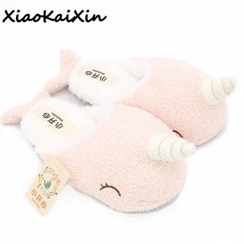 

Pantuflas Mujer Mulher Chinelo Donna Pantofole Animals Winter Soft Bottom Indoor Plush Home Unicorn Slippers Narwhal Shape Shoes