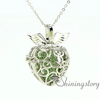 

wings heart openwork diffuser necklace diffuser pendant wholesale wholesale lockets perfume pendant metal volcanic stone