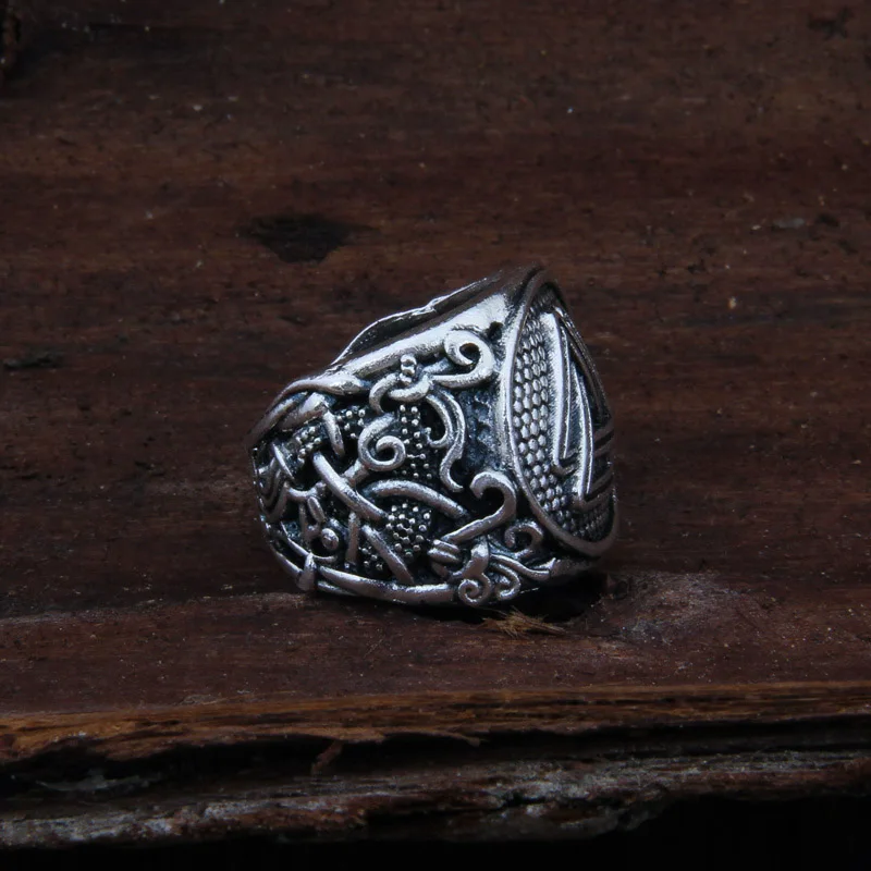 Dropshiping Odin Symbol Norse Viking Runes Rings For Men Runic Fashion Jewelry
