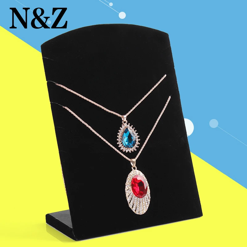 Free Shipping,Wholesale 1pcs New Black Velvet Necklace Easel Showcase