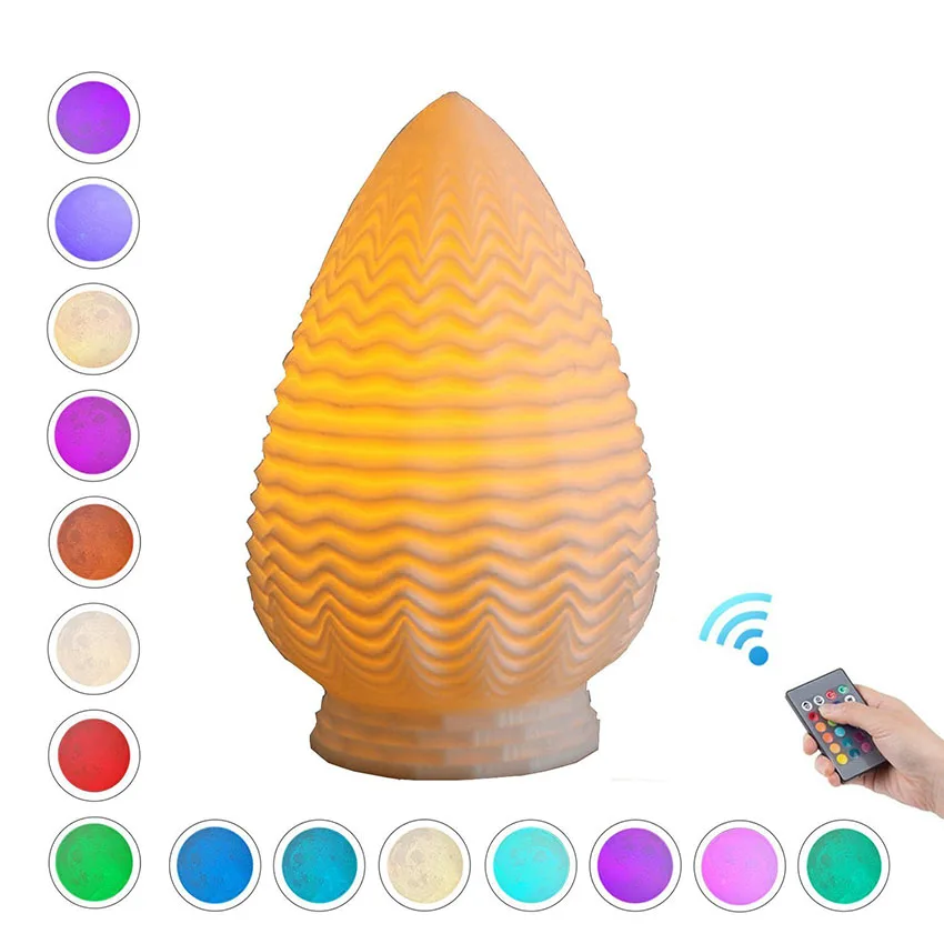 cheap Rechargeable RGB 3D Print Pine Nuts Lamp 16 2 Color Change Touch Switch Bedroom Bookcase Night Light Home Decor Creative Gift