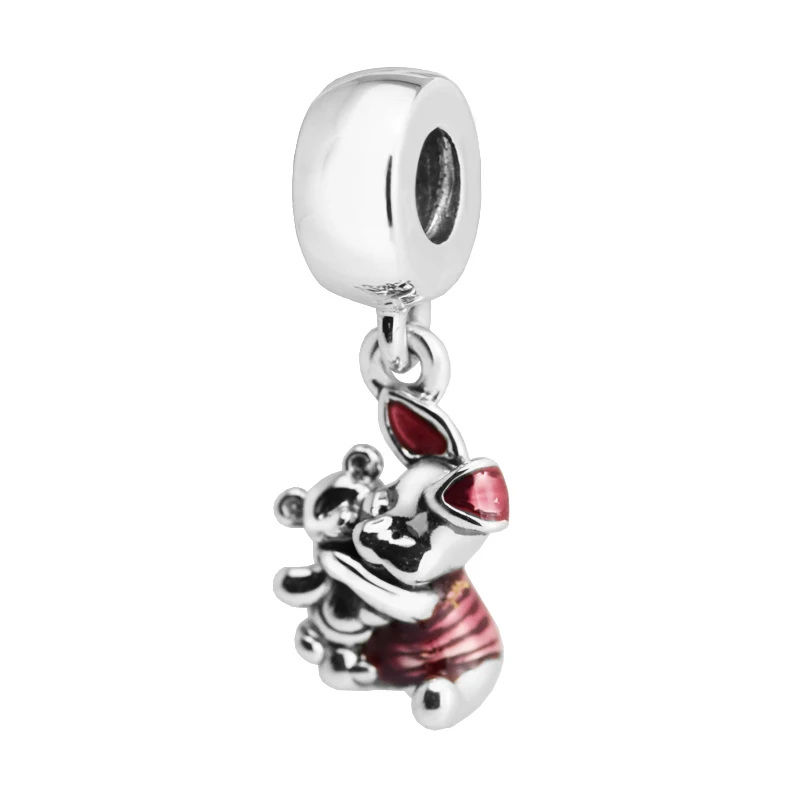 

Pandulaso fairy tale Cerise Enamel Piglet Beads 925 Sterling Silver Jewelry Fit Silver Charms Bracelets Charms Beads DIY Jewelry