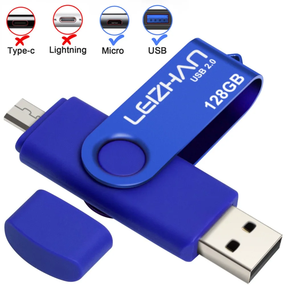 LEIZHAN флеш-накопитель USB 128 ГБ Micro USB флеш-накопитель 64 ГБ USB 2,0 карта памяти 32 ГБ флеш-накопитель 16 ГБ Android карта изображения 8 ГБ 4 ГБ otg