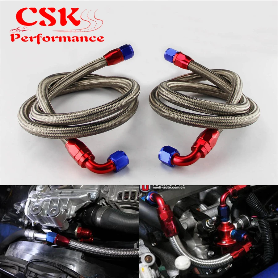 55" / 63" 10AN Stainless Steel Braided Oil Filter Hose Oil Fuel Line