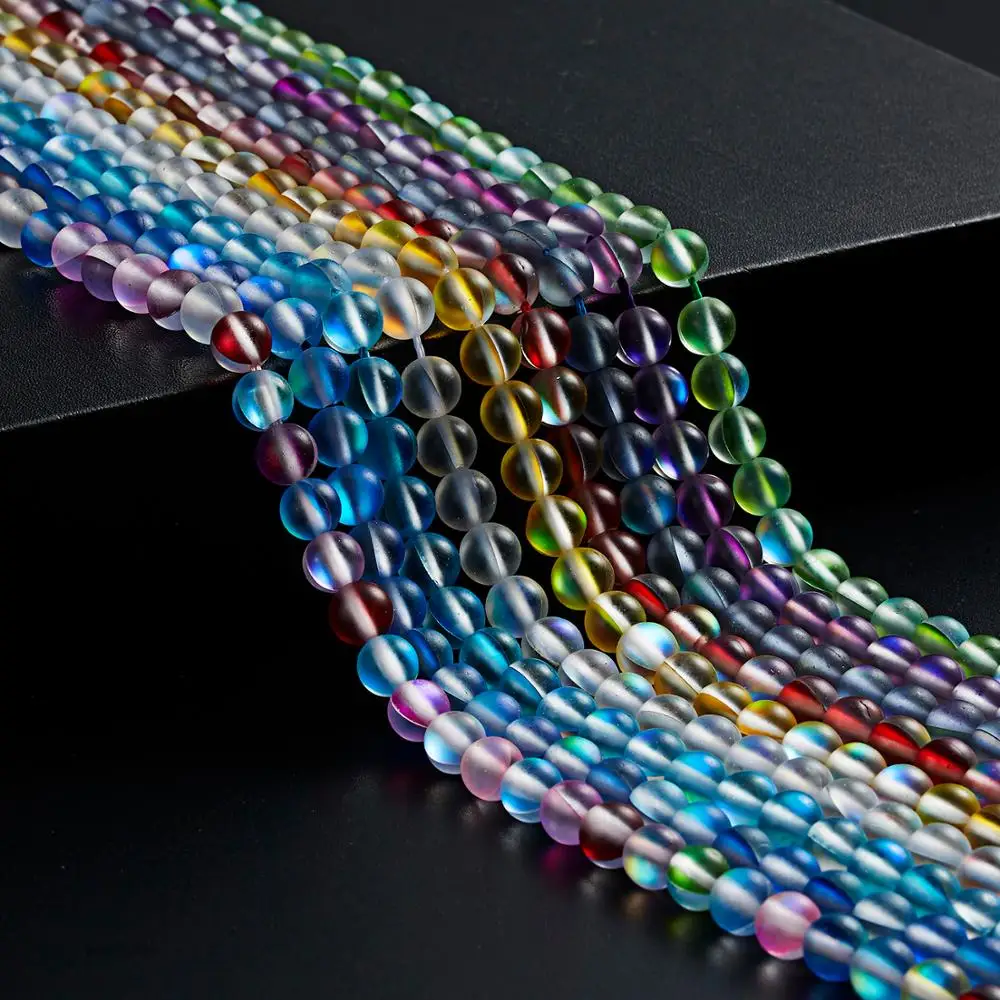 Многоцветные ювелирные аксессуары в виде бусин браслет матовая вспышка каменное стекло лунный камень свободные бусины DIY хрустальные ювелирные изделия аксессуары