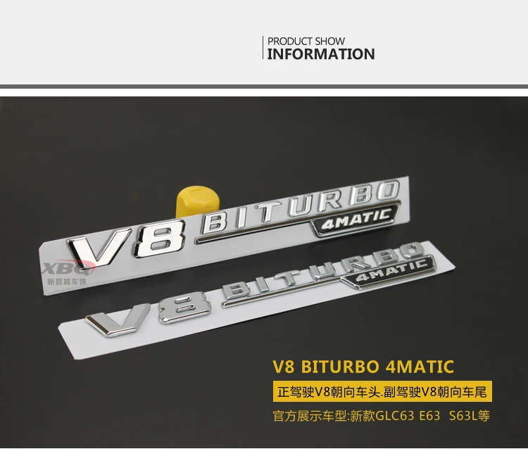 Emblema para Mercedes Matic + Turbo Estilo do Carro Carta Benz Biturbo 4 Matic Fender Logotipo Adesivo Cromo Preto Vermelho Amg V12biturbo v8 12 Automóveis e motos
