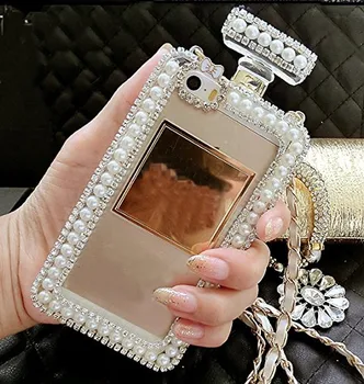 Diamond Crystal Cute Pearl Perfume Bottle Shaped Chain Handbag Case Cover for iPhone 11 12 pro max XS MAX XR 5S 6S 7 8PLUS Case 1