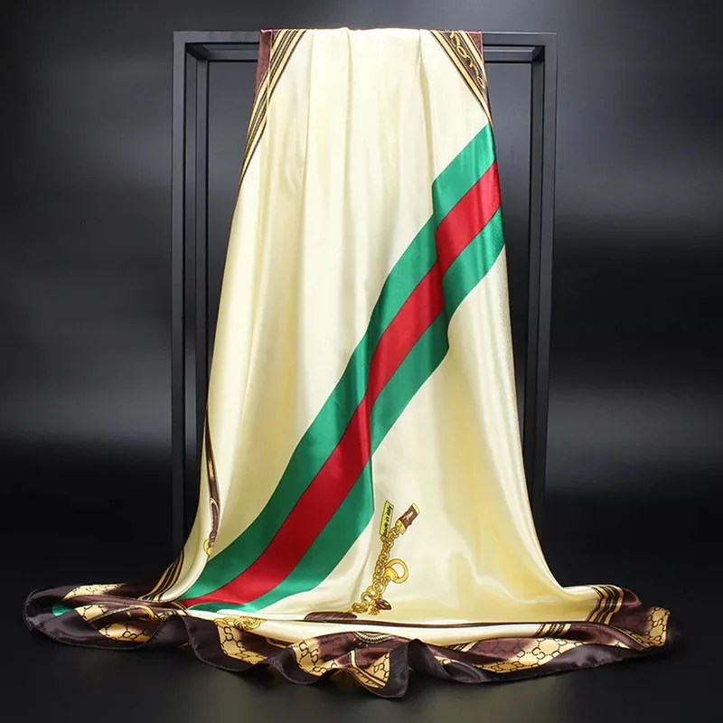 

Ladies Silk Square Scarf Muslim chiffon hijab Satin Hair Scarf Big Size 90*90 cm Shawls Scarves Women bandanna Fashion Foulard