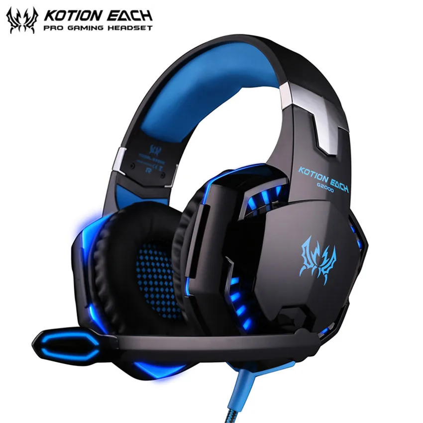 Продажа KOTION каждый G2000 шлем Игровые наушники лучший PC Gamer стерео гарнитура с микрофоном светодиодный свет для компьютера ноутбука