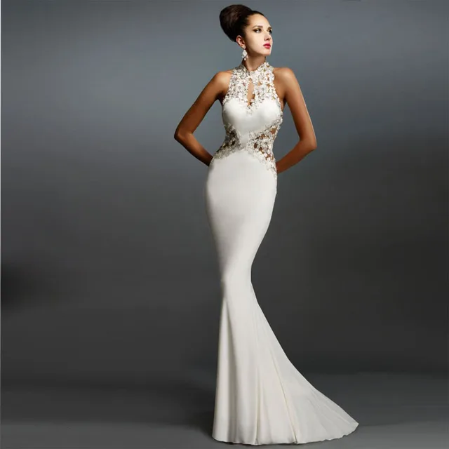 long white fishtail dress