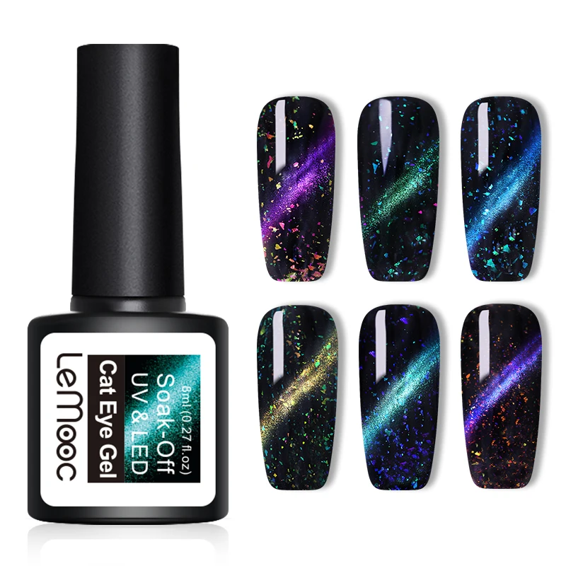 

LEMOOC 8ml 3D Cat Eye Gel Polish Chameleon Sequins Magnetic UV Gel Soak Off UV Gel Varnish Nail Art Design Lacquer Manicure