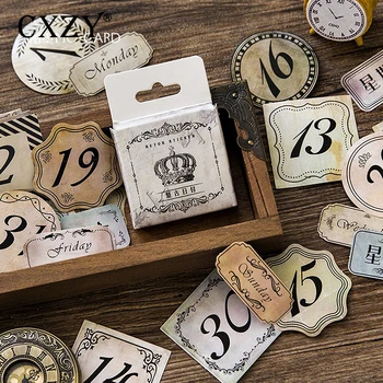 

CXZY 45 PCS Date Vintage travel sticker scrapbooking DIY paper pack seal label diary bullet journal kawaii Cute stationery 1T815