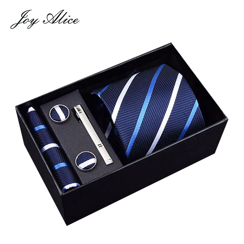 8 см мужские галстуки, новые мужские полосатые галстуки, жаккардовые галстуки, платок и запонки, набор галстуков для мужчин, подарочная коробка