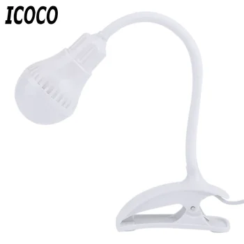 

ICOCO 2018 Super Bright LED Desk Clip Lamp USB Rechargeable Table Reading Lamp Student 360 degree bendable Light