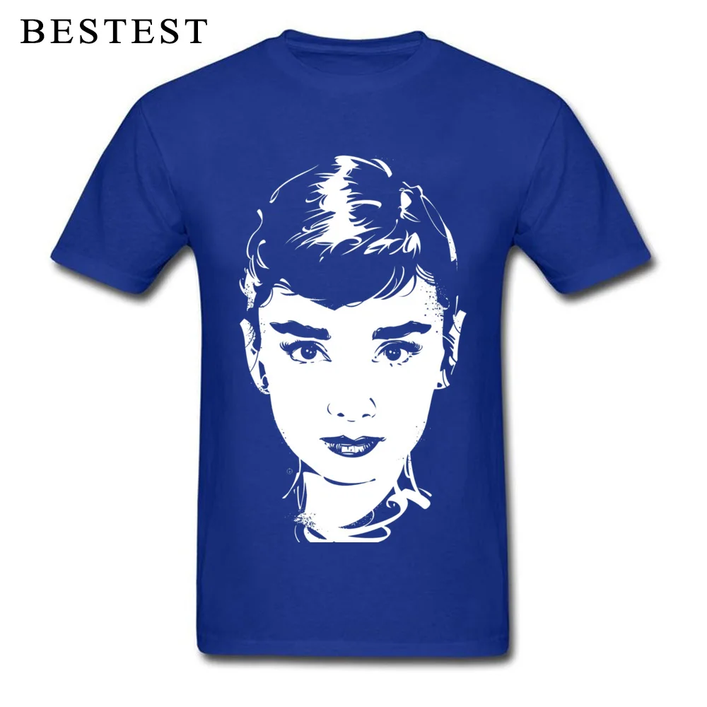 O Neck Audrey Hepburn 13446 100% Cotton Male T-shirts Comics Short Sleeve Tops T Shirt Prevalent Fitness Tight Tops & Tees Audrey Hepburn 13446 blue