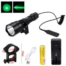 XM-L Q5 светодиодный тактический оружейный светильник зеленый охотничий флэш-светильник+ рельсовый прицел крепление/красный точечный Лазер+ переключатель давления+ 18650+ зарядное устройство USB