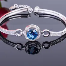 Натуральный Синий ожерелье из топаза браслет 1.5ct драгоценный камень 925 серебро для мужчин или женщин# X193710