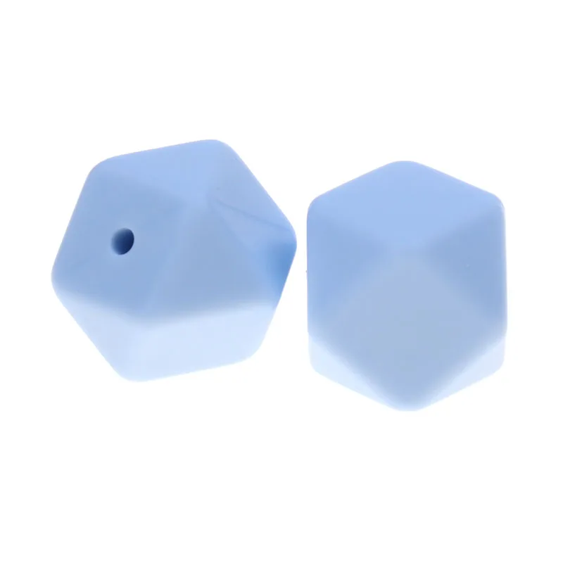 Fkisbox 17MM Hexagon 100pc Silicone Baby Teether Beads BPA Free Newborn Chewing Teething Necklace Babies Jewelry DIY Shower Gift