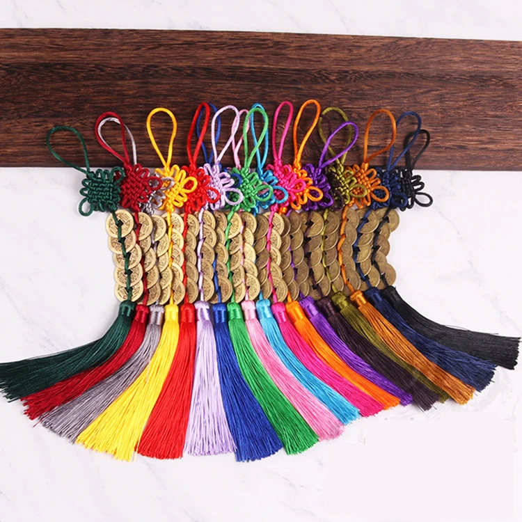2PCS Multicolor Polyester Chinese Knots 5 Copper Money Tassels DIY Jewelry Curtain Garments Decorative Accessories Craft Tassels