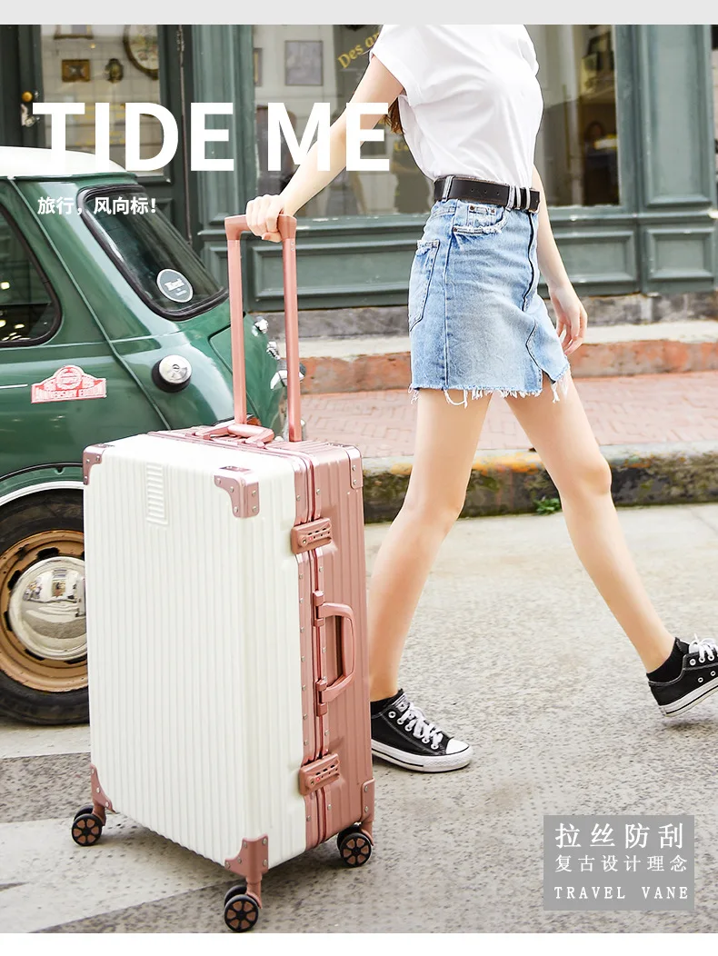 ZYJ Men Women Travel Trolley Luggages Hard Girls Aluminum Frame Alloy Business Rolling Airplane Luggage 20 24 29 Inch Suitcase (1)