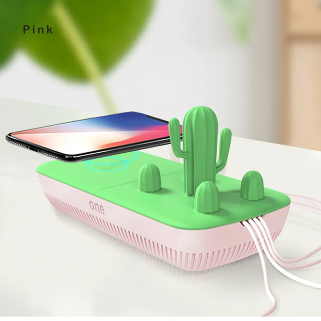 Miaboo Creative 4 usb зарядная станция с беспроводным зарядным устройством для телефона - Цвет: Розовый