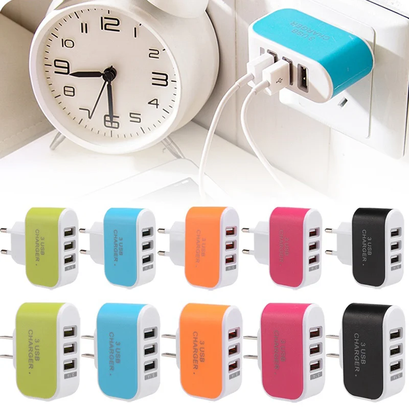 EU/US Plug Wall Charger Station 3 Port USB Charge Charger Travel AC Power Chargers Adapter For Huawei Xiaomi iPhone NK-Shopping