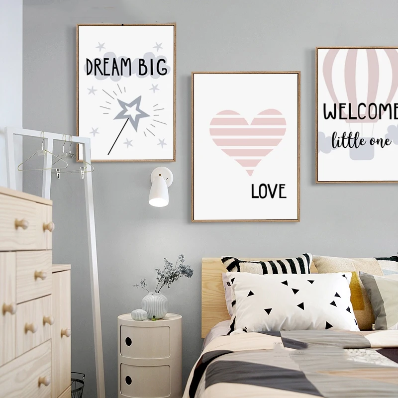 

Canvas Painting Printed Modern Home Decoration Cute Cartoon Love Swan Bunny Phrase Wall Artwork Modular Pictures Poster Bedroom