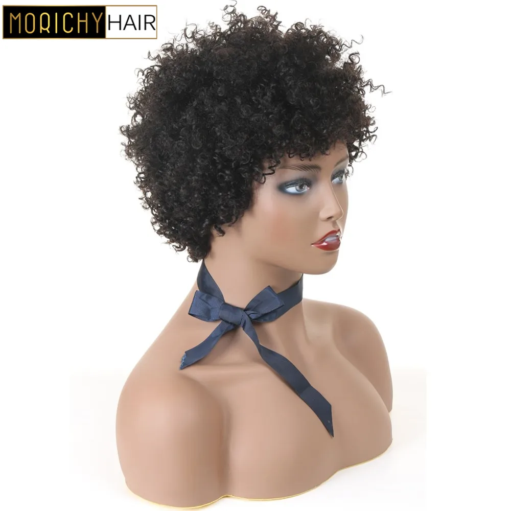 Morichy волосы афро кудрявый парик для черных женщин короткие человеческие волосы парики 130% плотность бразильские не Реми волосы натуральный цвет