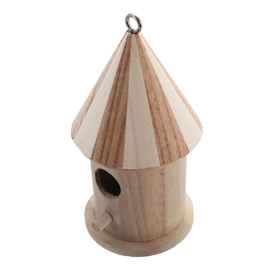 New Wooden Bird House Wall Mounted Birdhouse Hanging Nest with Loop Home Garden Yard Outdoor Decors