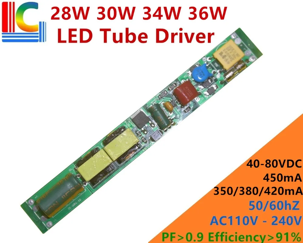 5 шт. 28W 30W 34 Вт 36 Вт Светодиодный драйвер трубки 350mA 380mA 420mA 450mA Питание 110V 220V 1,2 м 1,5 T5 T8 T10 освещение Трансформатор