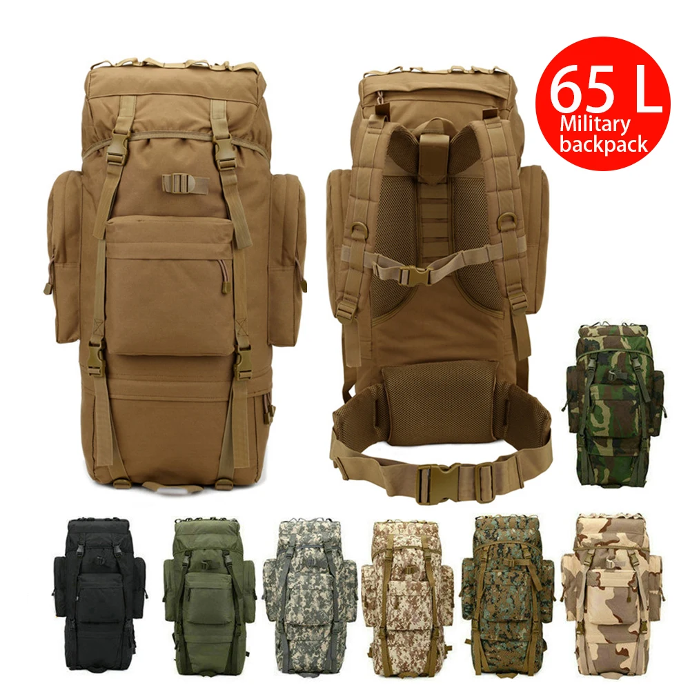 

65L Outdoor Sport Bag Large Molle Rucksack Man Travel Bag Mountaineering Backpack Male Luggage Boys Shoulder Bags Men Backpacks