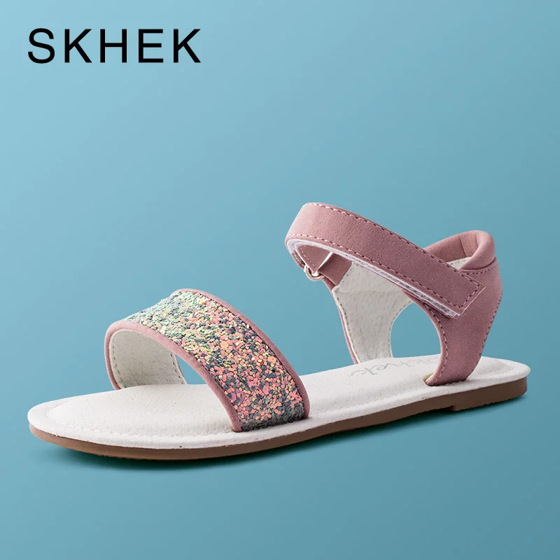 

SKHEK Children Sandals For Girls Shoes Fashion Causal Flat With Baby Sandals Summer Flower Soft Bottom Girls Sandal Shoes Size