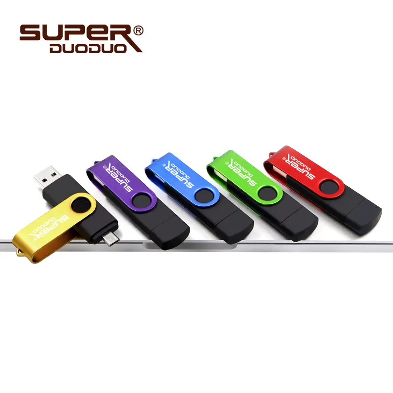 Высокоскоростной многоцветный OTG 2 в 1 USB флеш накопитель 64 ГБ 128 флешка 8 16 Micro