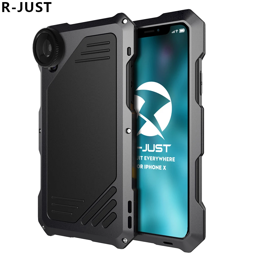 

For iPhone X Case Cover Luxury Full Cover Hard Metal Silicone Shockproof Armor Lens Phone Case for iPhone 7 8 Plus XS Back Case