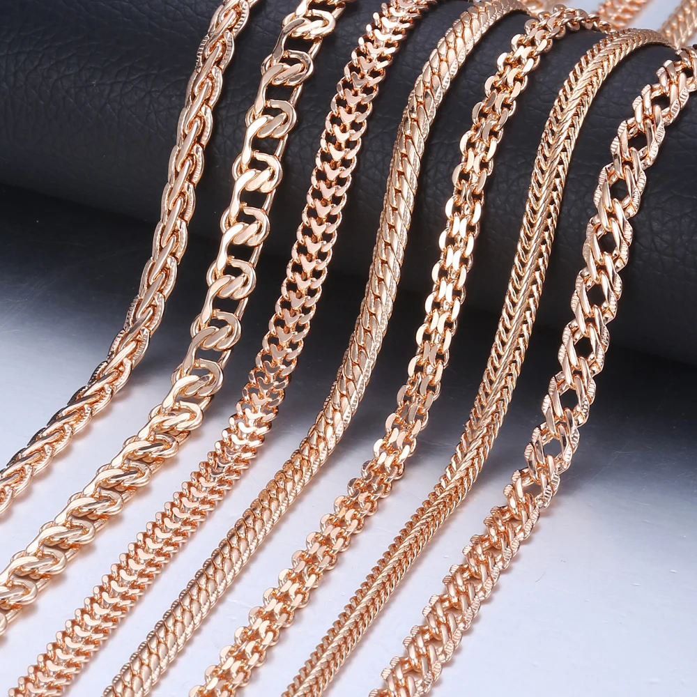 

Personalize Necklace For Women Men 585 Rose Gold Venitian Curb Snail Foxtail Link Chains Necklace Fashion Jewelry 50cm 60cm CNN1