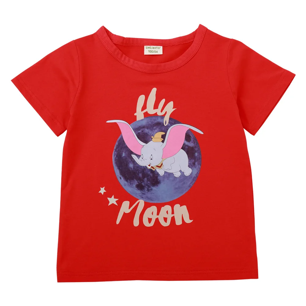 От 2 до 8 лет, летняя футболка для малышей хлопковая детская одежда, футболка футболки с рисунком слон Дамбо, футболки для мальчиков, топы для девочек