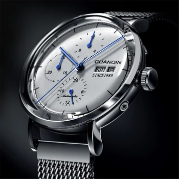 

GUANQIN Automatic Mechanical Men Watch Luxury Clock Top Brand Stainless Steel Mesh Belt Waterproof Watch Men 2019 Brand New Hot