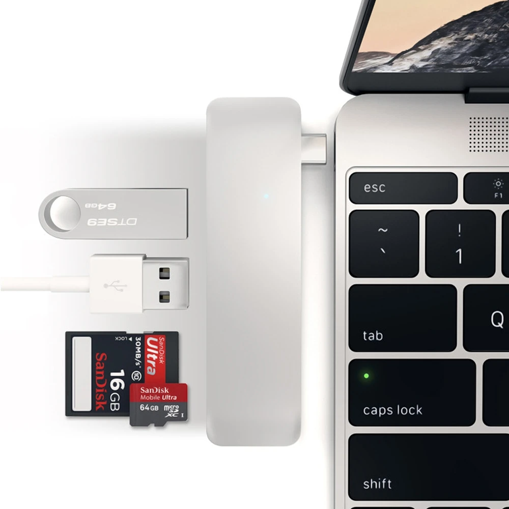 USB C 허브 유형 C 개/몫 USB 3.0 허브 Macbook 12 인치 13 인치 카드 리더 어댑터 충전 포트 USB 3.0