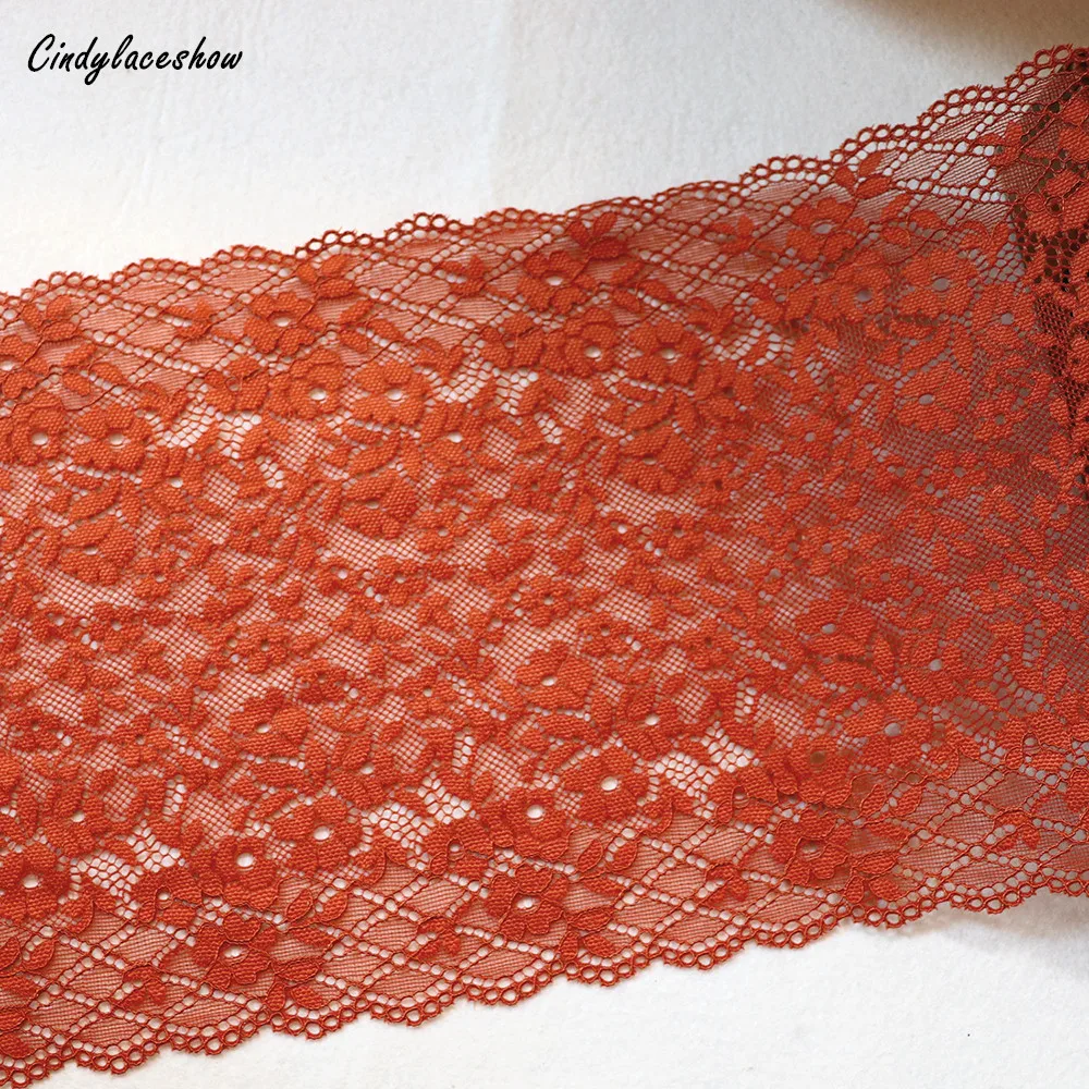 

2Yards 19.5cm Wide Stretch Lace Trim For DIY Clothing Accessories Sewing Appliques Garters Elastic French Net Lace Fabrics Brown