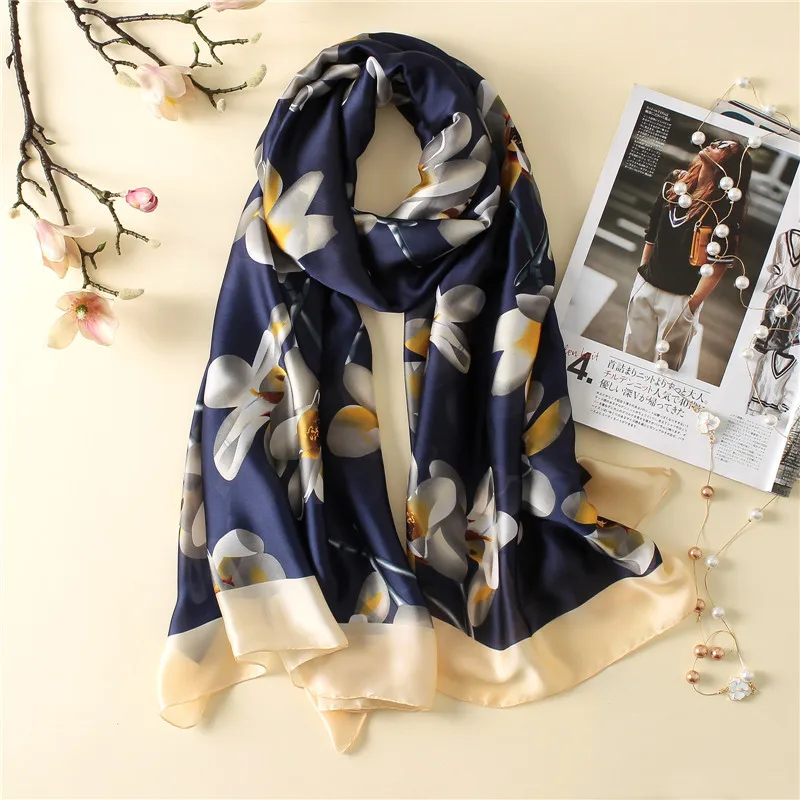

Visual Axles Fashion Women Pure Silk Scarf Abstract Florals Print Long Shawl Smooth Summer Foulard Wrap Hot Bandana New SFN235