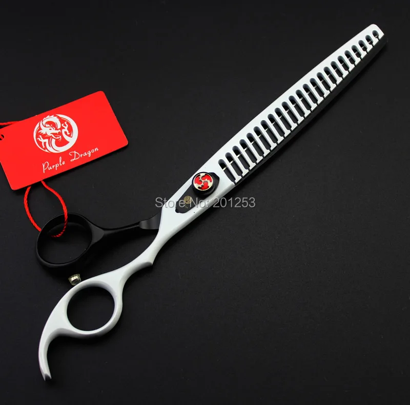 

8.0Inch Big Pet Grooming Thinning Scissors Beauty Shears JP440C Purple Dragan White and Black Color Paint Scissors 1Pcs LZS0389