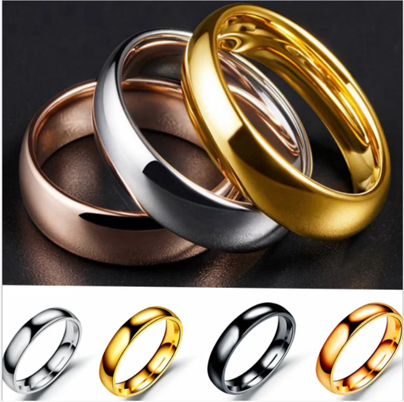 

Simple Wedding Rings Wholesale 316L Stainless Steel Fashion Glossy Face 3 Color Love Couple Rings For Women Men Classic Jewelry
