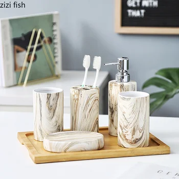 

Creative ceramics Marble Bathroom set Five or six sets bathroom Washing set Brushing cup tooth brush holder bathroom decor