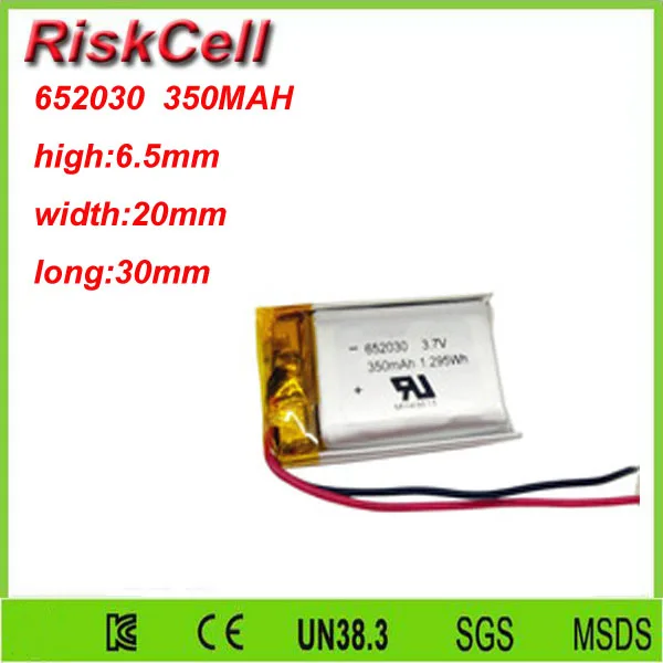

Free shipping 3.7V 350mah 652030 Lithium Polymer Li-Po Rechargeable Battery For Mp3 MP4 MP5 GPS PSP mobile Pocket PC e-books