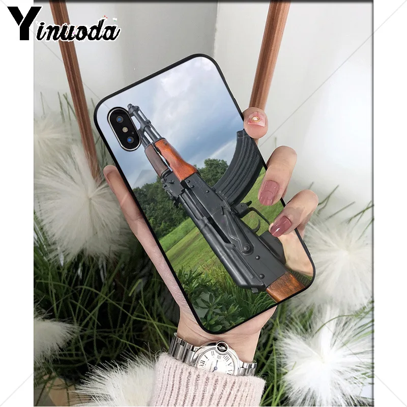 Yinuoda AK47 пистолет ТПУ Мягкий силиконовый чехол для телефона чехол для iPhone X XS MAX 6 6s 7 7plus 8 8Plus 5 5S SE XR - Цвет: A14
