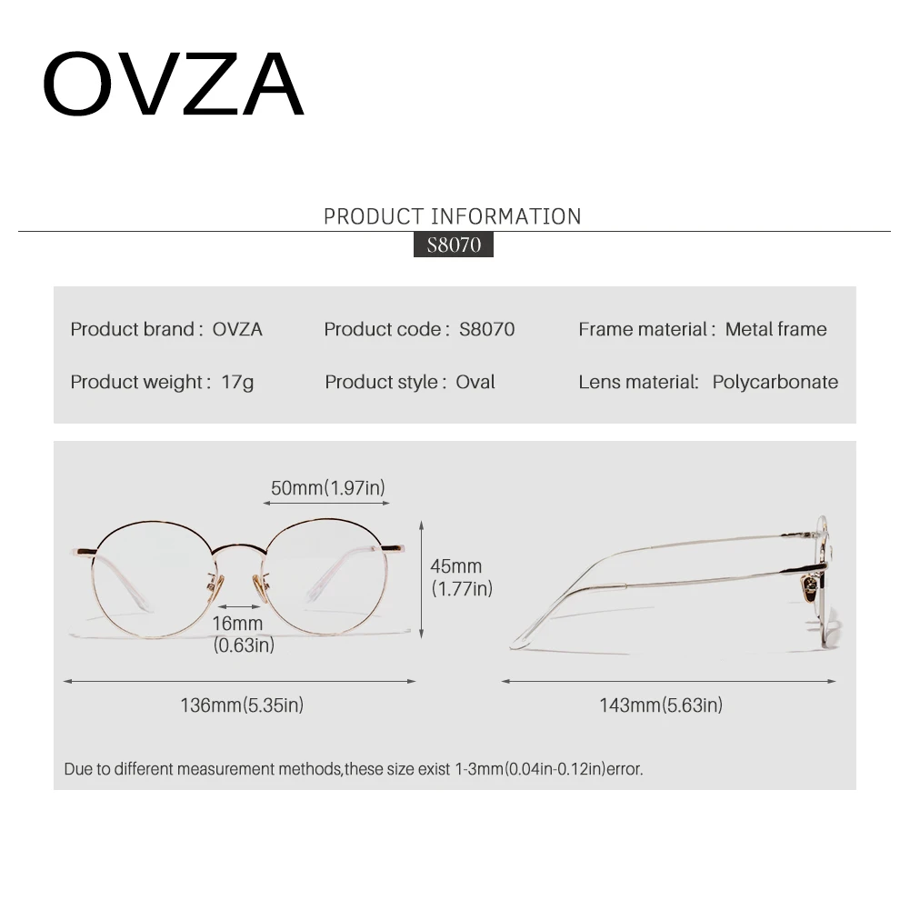 OVZA новые модные анти-голубые легкие очки мужские и женские компьютерные очки анти-синие высококачественные металлические оправы для очков S8070